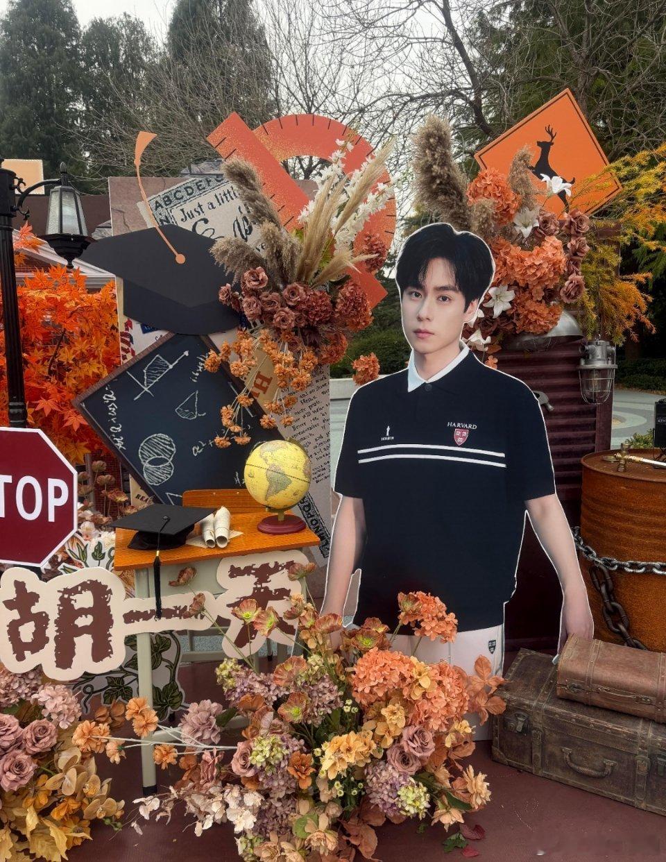 胡一天 《天才女友》杀青应援！好漂亮的花墙，粉丝审美很好耶