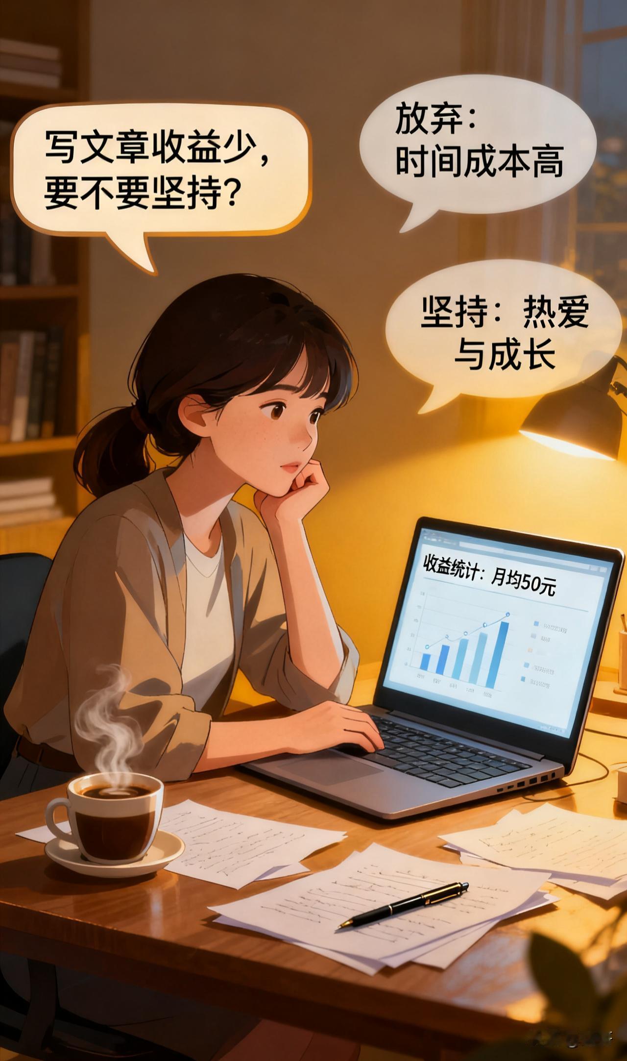 一定要坚持。
 收益少是过渡期，熬过高流量冷启动，坚持才能等到变现拐点。
​
你