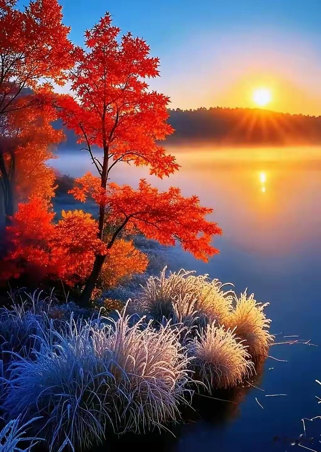 上联:风吹春柳一堤绿
下联:霜凌秋叶万岭红
横批:春华秋实