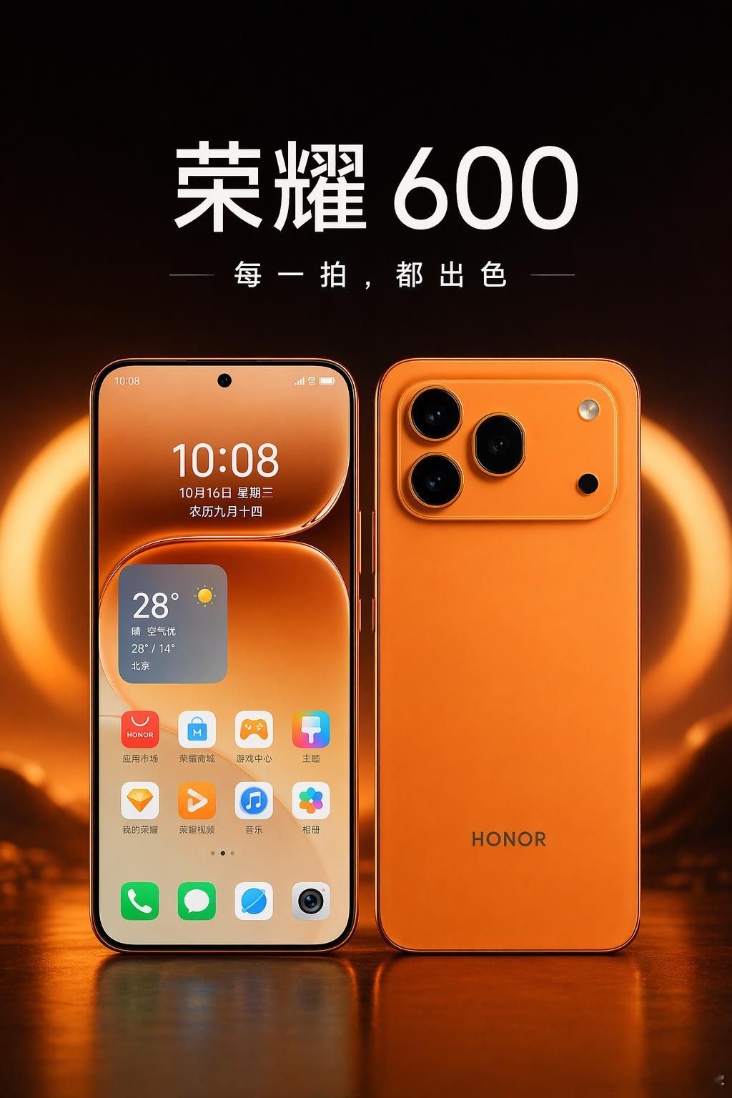 GPT的Image 2真的猛根据荣耀600网上曝光的图片，生成个海报，说来就来