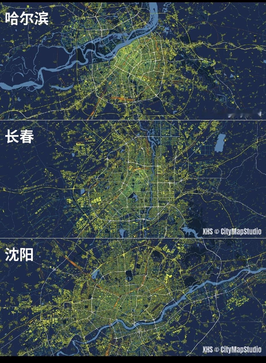 哈尔滨 vs长春vs沈阳这地理位置有趣的

一条河北边过，一条河中间过，一条河南