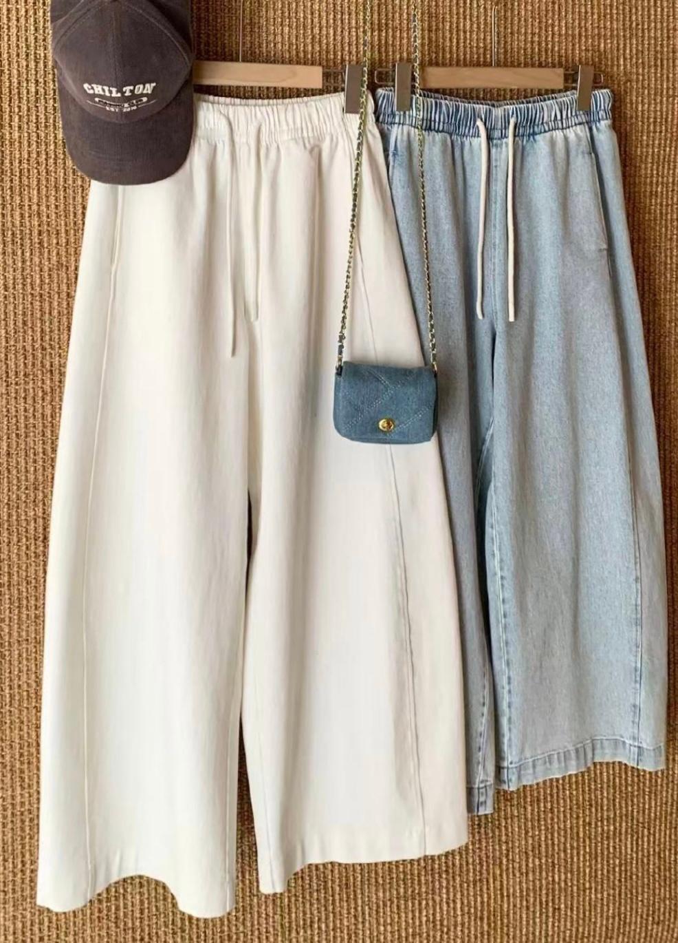 #大妈的精选#  【 汀蓝白牛随心裤 】，显瘦藏肉的“秘密武器”，春夏穿搭本命神