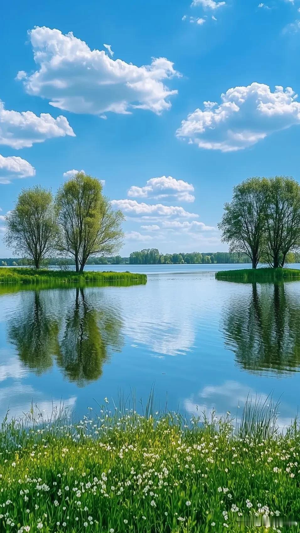 水天相连，花影婆娑。#风景千变万化# #优美风景照片# #美景图片分亨# #美景