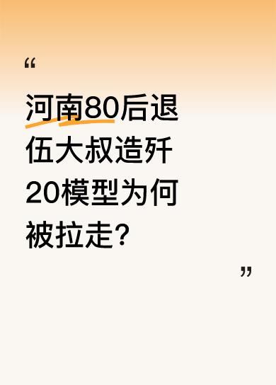 河南平顶山有个小伙，集结一群80后退伍大叔，用铁皮仅7天就打造出一台歼20战斗机
