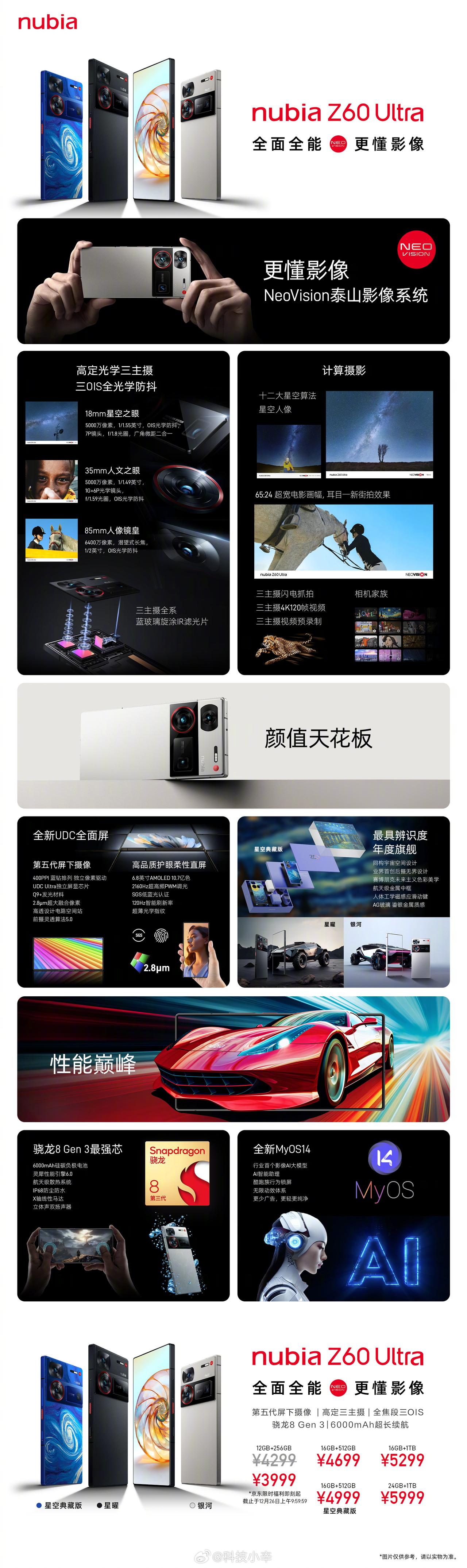 努比亚 Z60 Ultra 正式发布，¥3999 起售

搭载骁龙 8 Gen 
