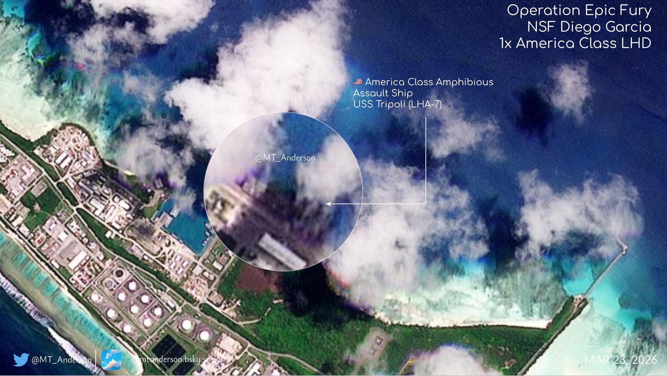 “的黎波里”号两栖攻击舰3月25日离开迪戈加西亚前往波斯湾，预计月底抵达 美国军