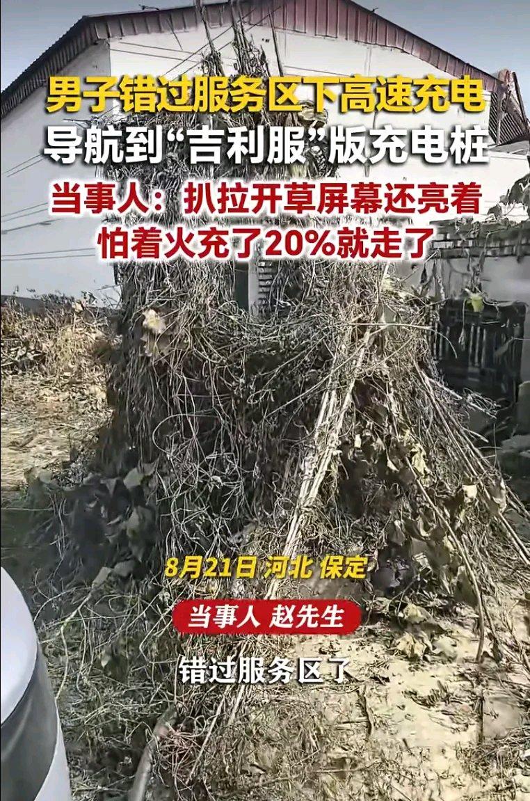 这河北男子的经历真是又惊险又搞笑。错过服务区下高速充电就够让人着急的了，跟着导航