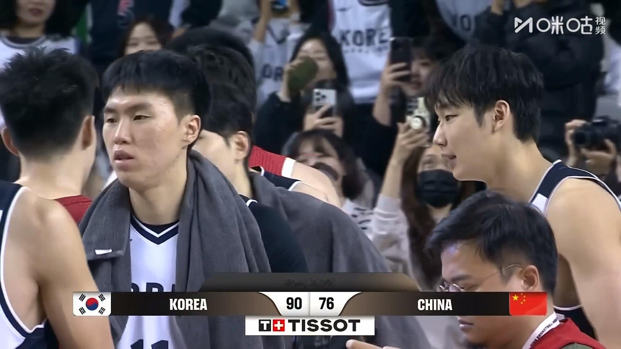 结束了90:76，中国男篮落后 韩国，只能说～太惨了……中国男篮vs韩国男篮