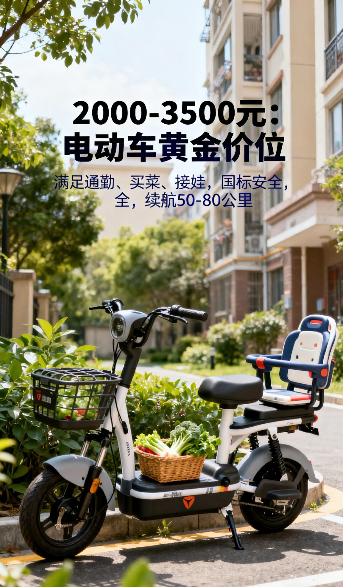 电动车买2000-3500元的最经济实惠！这个价位能满足日常通勤、买菜接娃的所有