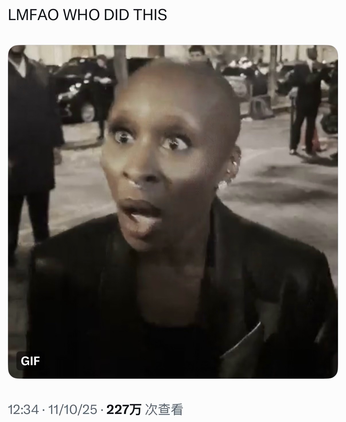 辛西娅·艾莉佛宣传《魔法坏女巫2》期间戏剧性的惊讶表情包大火（存一个 