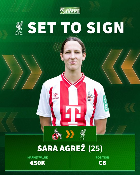 利物浦女足 25岁的斯洛文尼亚中卫萨拉阿格雷兹，会是今夏第二签吗？ 