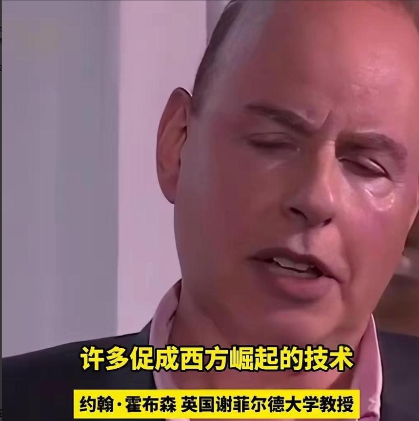 英国谢菲尔德大学教授约翰·霍布森在电视节目中说：“没有从中国引进的技术，就没有英