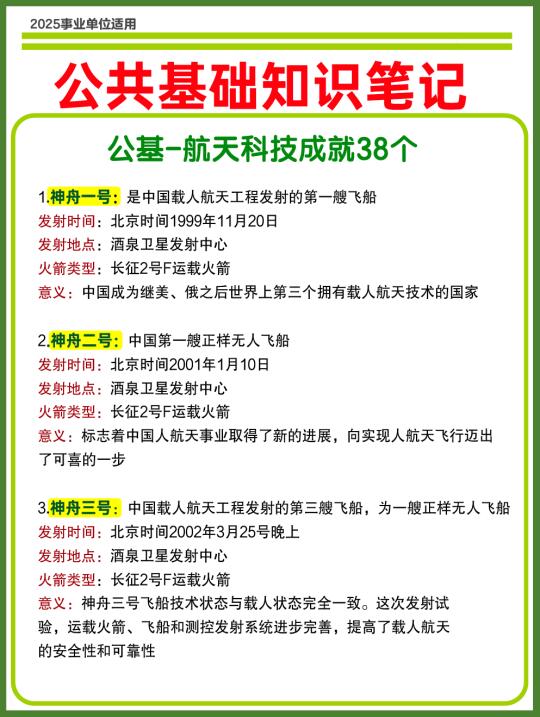 公共基础知识／航天科技成就汇总