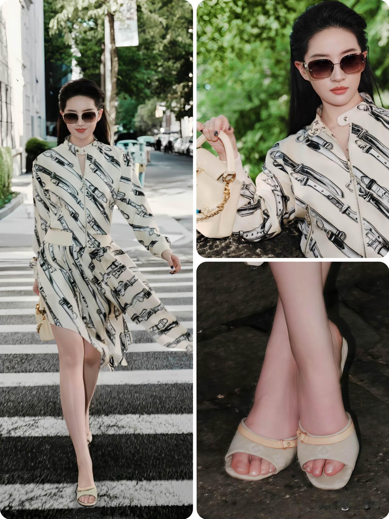 墨镜包包样样精致，唯独脚上凉拖最抓人眼球