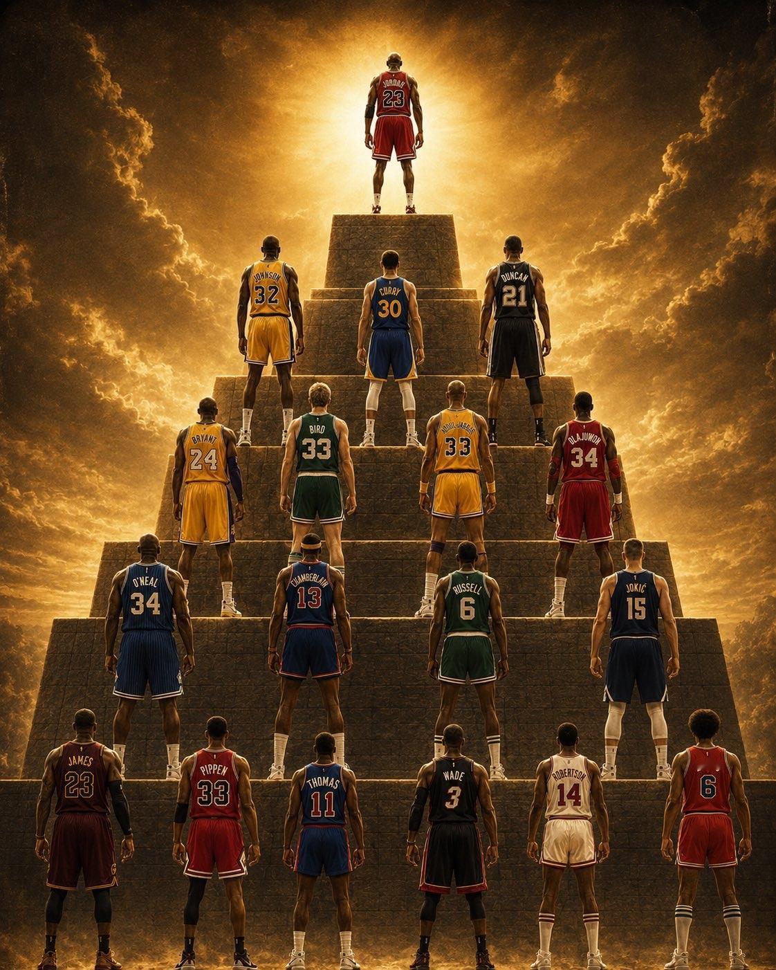 美国媒体列出NBA历史地位金字塔排名，乔丹独一档，库里第二档，超越科比，詹姆斯竟