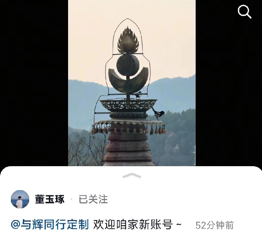 董董发动态，“欢迎咱家新账号”。原来“与董同行”是在为新账号的闪亮登场做铺垫。看