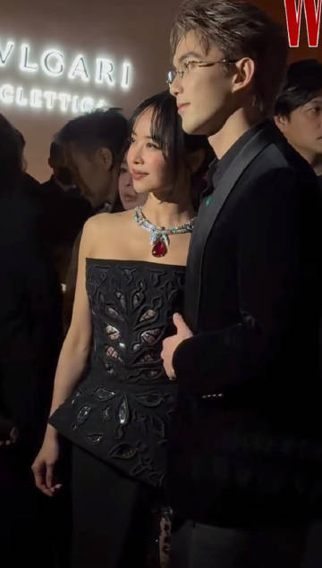 蔡依林吴磊宝格丽同框合照蔡依林吴磊晚宴同框合照 好养眼的妈咪和弟弟 ​​​