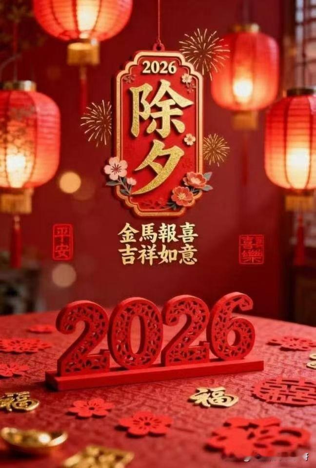 除夕
除去旧年
迎接新年
祝各位友友马年吉祥
阖家欢乐，万事如意
马年财源滚滚