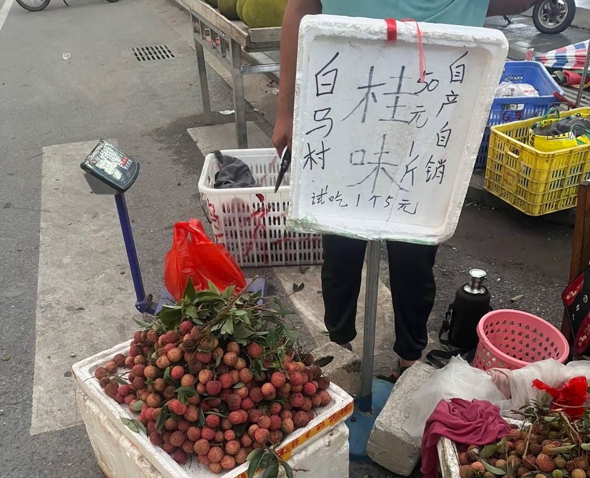 6月12日，玉林街头的桂味荔枝50块钱一斤，试吃一个5块钱。你会购买来吃吗？家里