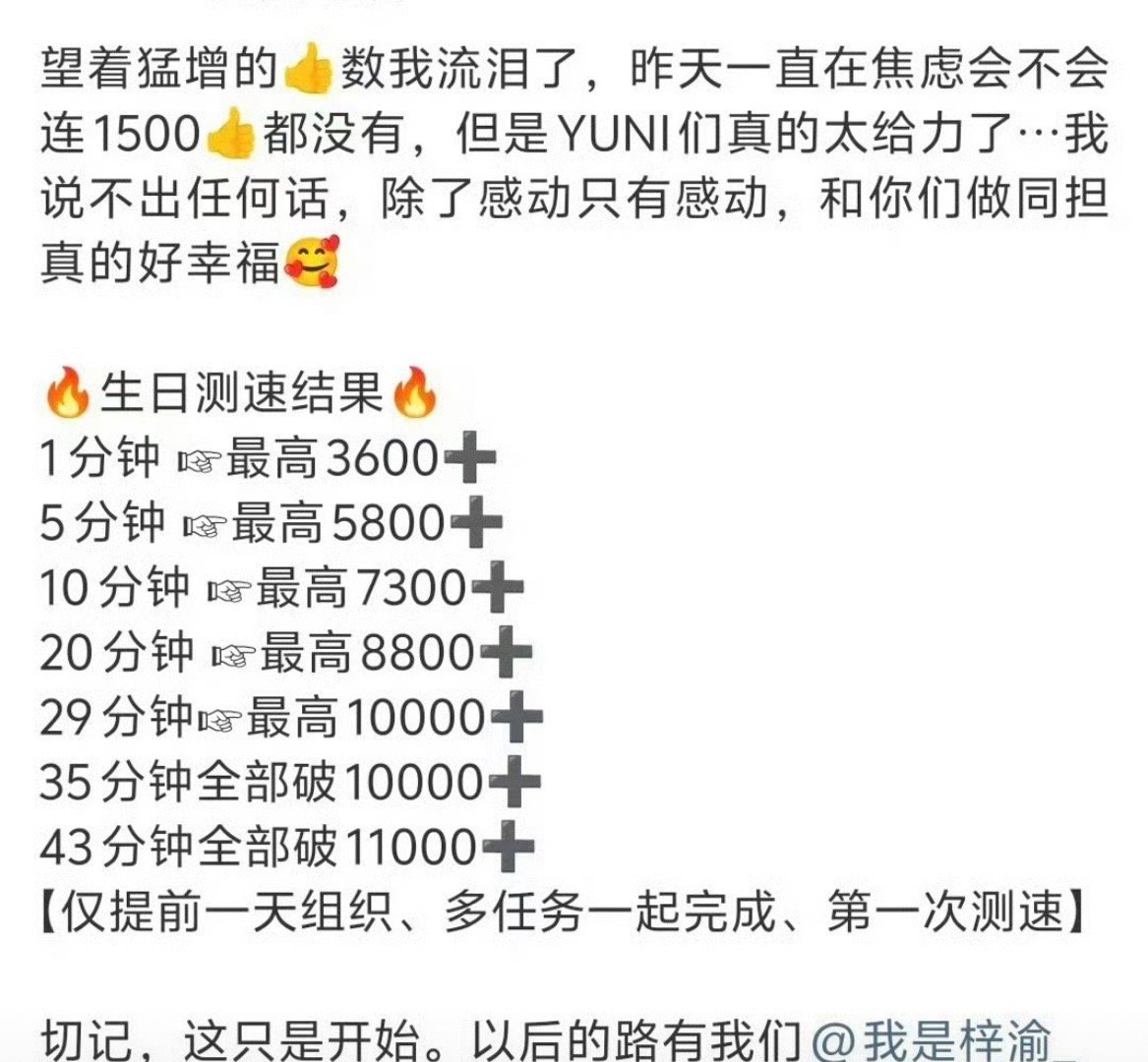 梓渝粉丝测速进步太大了[捂嘴哭] ​​​