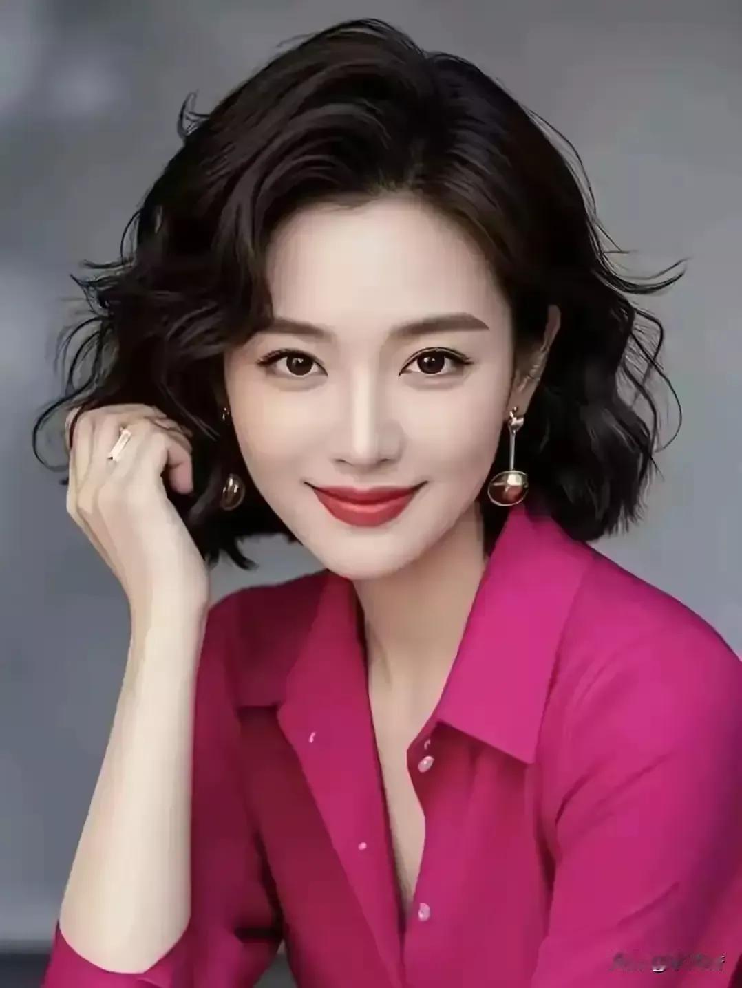 温柔甜美的微笑，粉色衬衫的优雅，完美无瑕的妆容，时尚优雅，气质迷人。粉色长袖穿搭