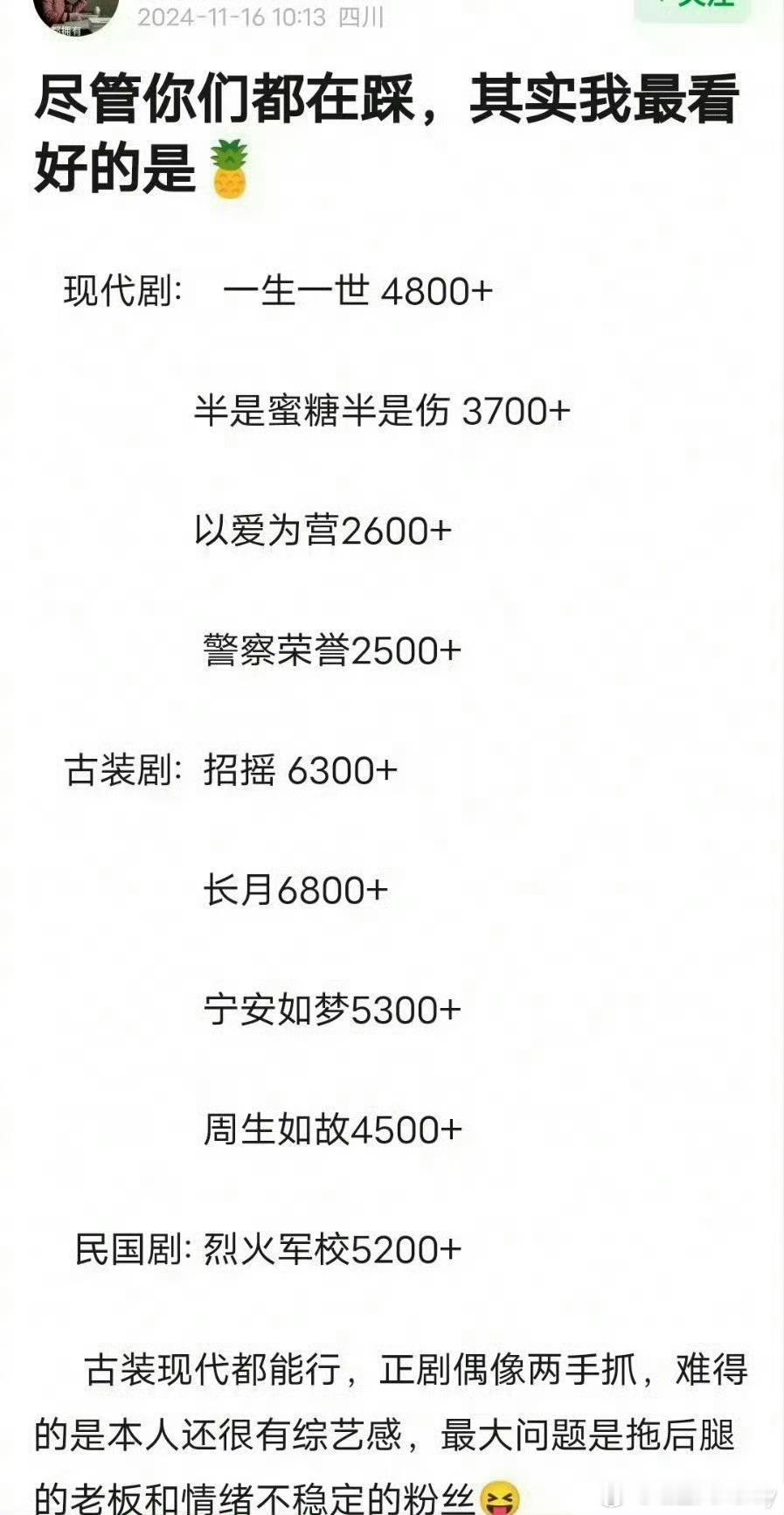 网友热议白鹿的实绩，我想说的是白鹿一直都很优秀好吧，就连周生如故都是白鹿跳楼名场