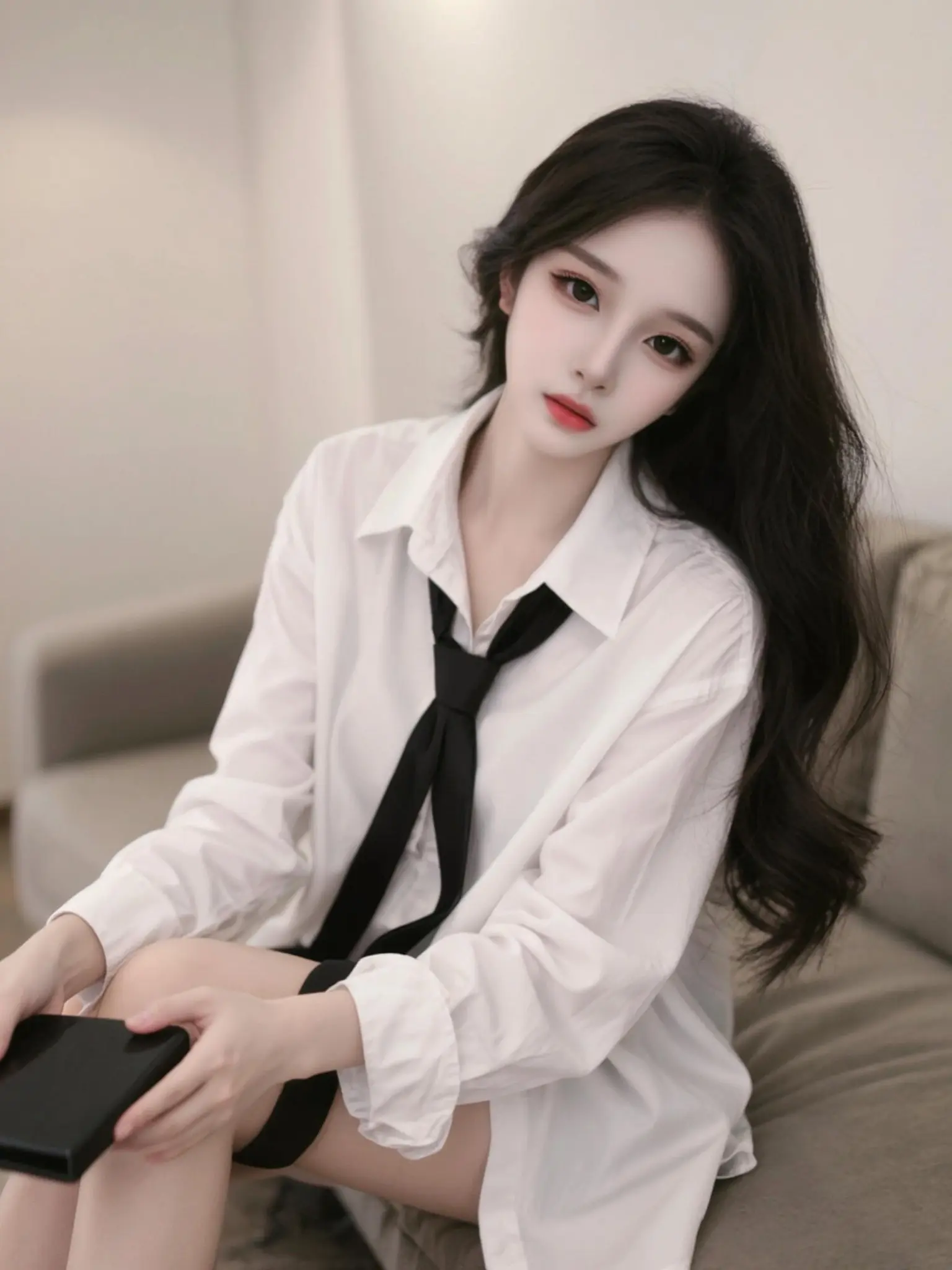 今日份高智感look 白衬衣黑包裙 白衬衫yyds 白衬衫美女 御姐休闲衬衣
