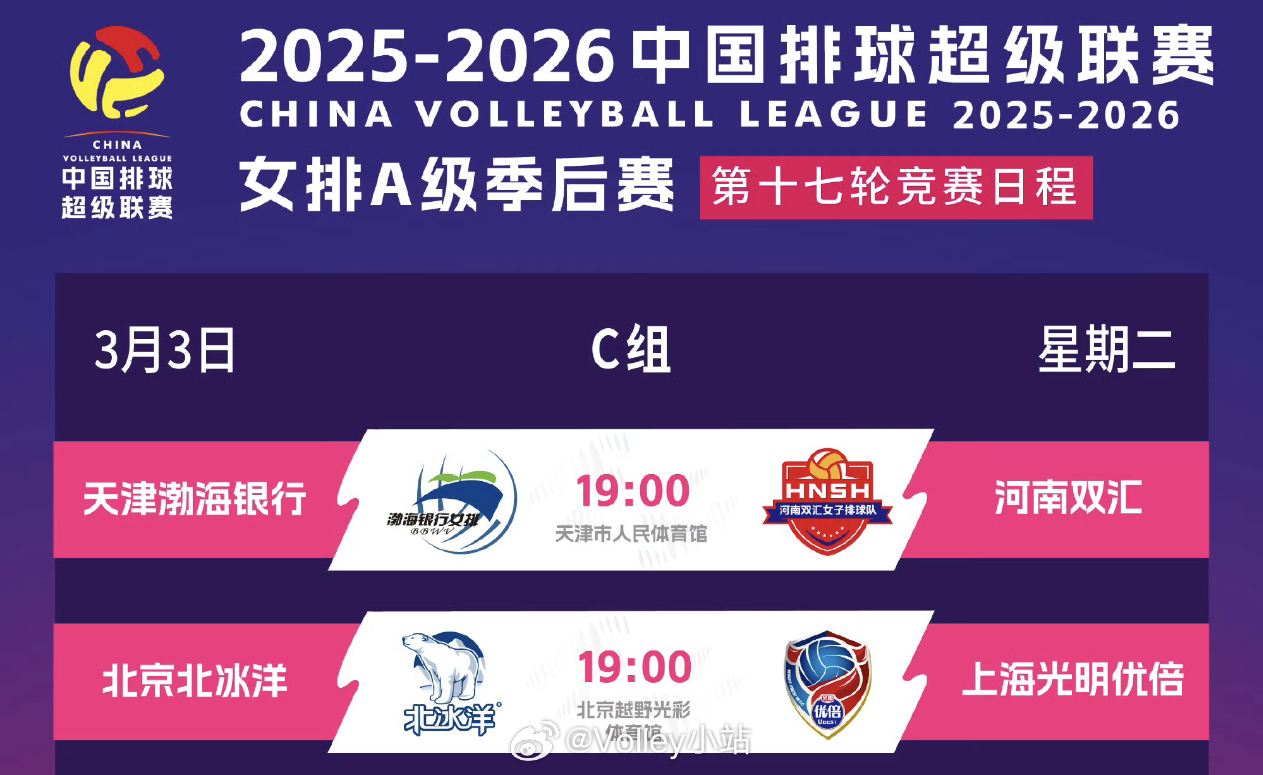 排超联赛季后赛今日赛程安排排超联赛2025-2026中国排球超级联赛