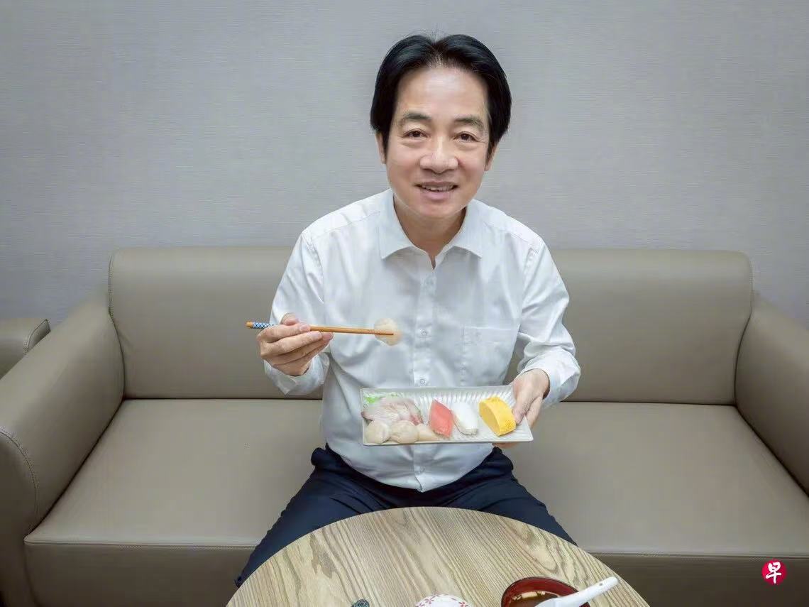 在中日关系交恶的当下，台湾伪省长赖清德星期四（11月20日）在社交媒体晒出自己享