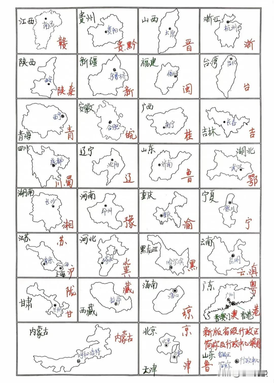 各省省会及简称