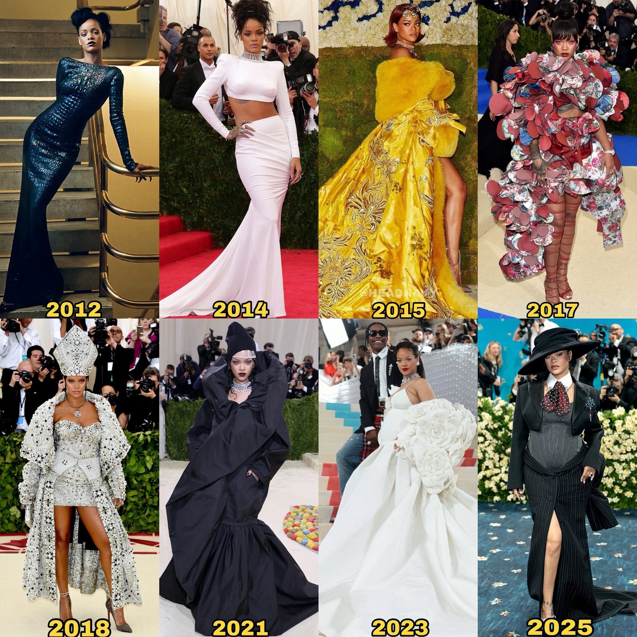 metgala 回顾Rihanna历年参加Met Gala的造型！ 