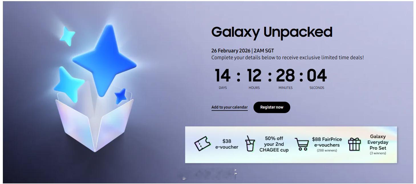 三星GalaxyS26系列发布会定档三星S26系列将于北京时间2月26日凌晨2点