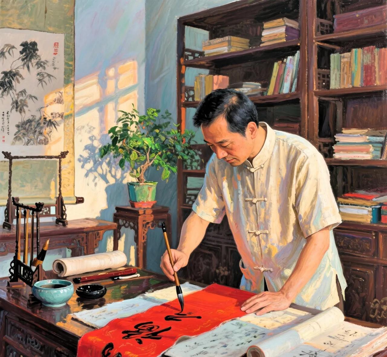 下午天热，每天坚持写毛笔字的我，真不想写了。

[蜡烛]约了好友，准备到游泳池好