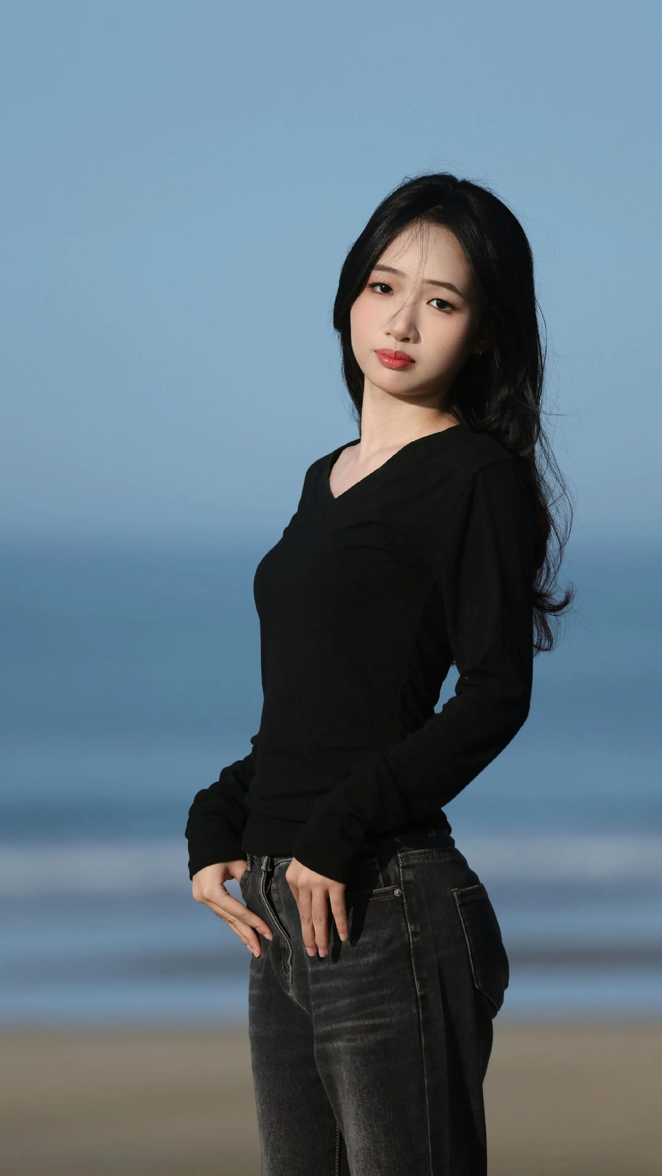 自由感拍照 随性穿搭 海的声音 摄影