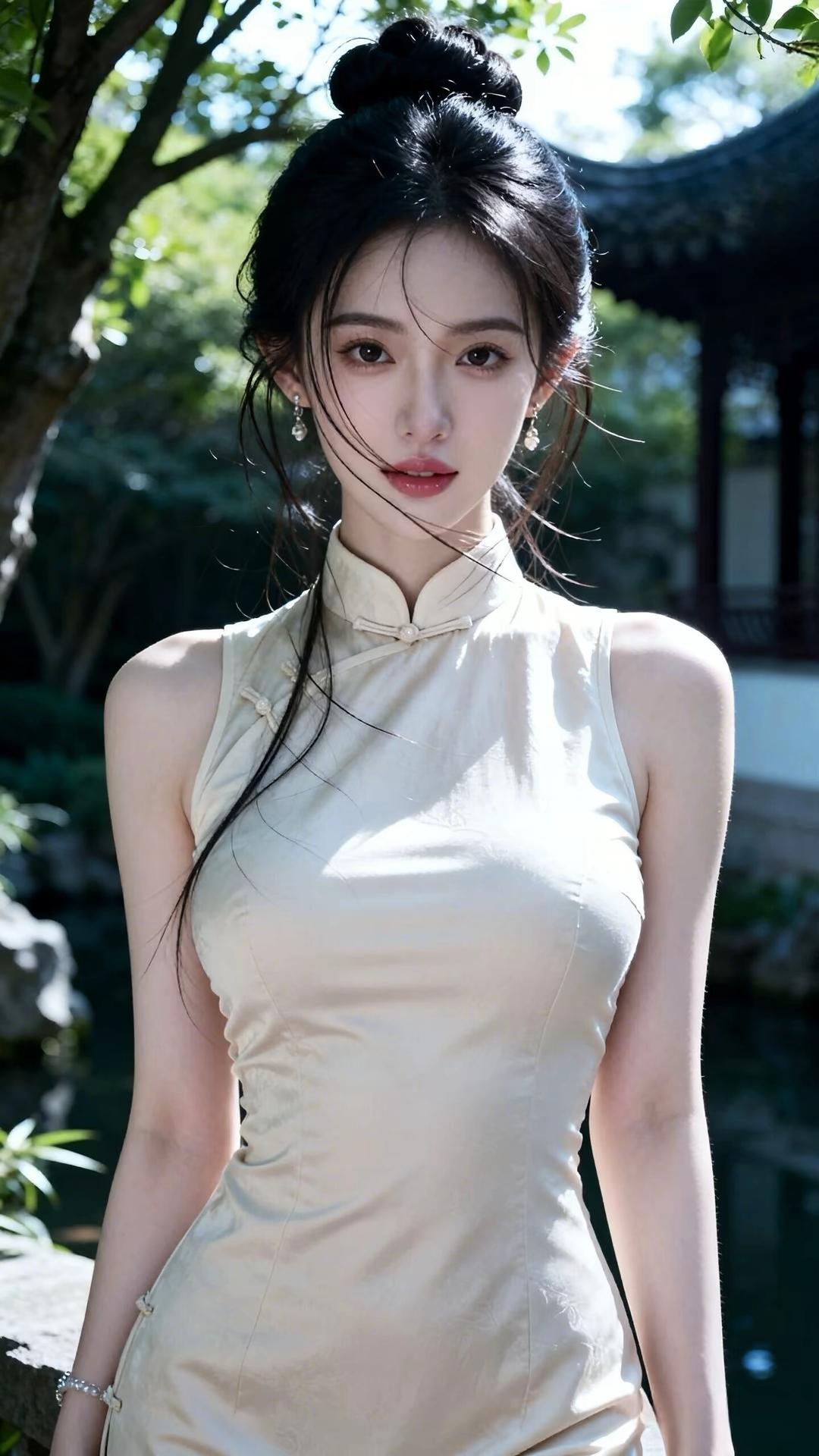 一颦一笑皆是东方韵味，这才是旗袍最美的打开方式✨
清浅绿旗袍温婉雅致，眉眼温柔如