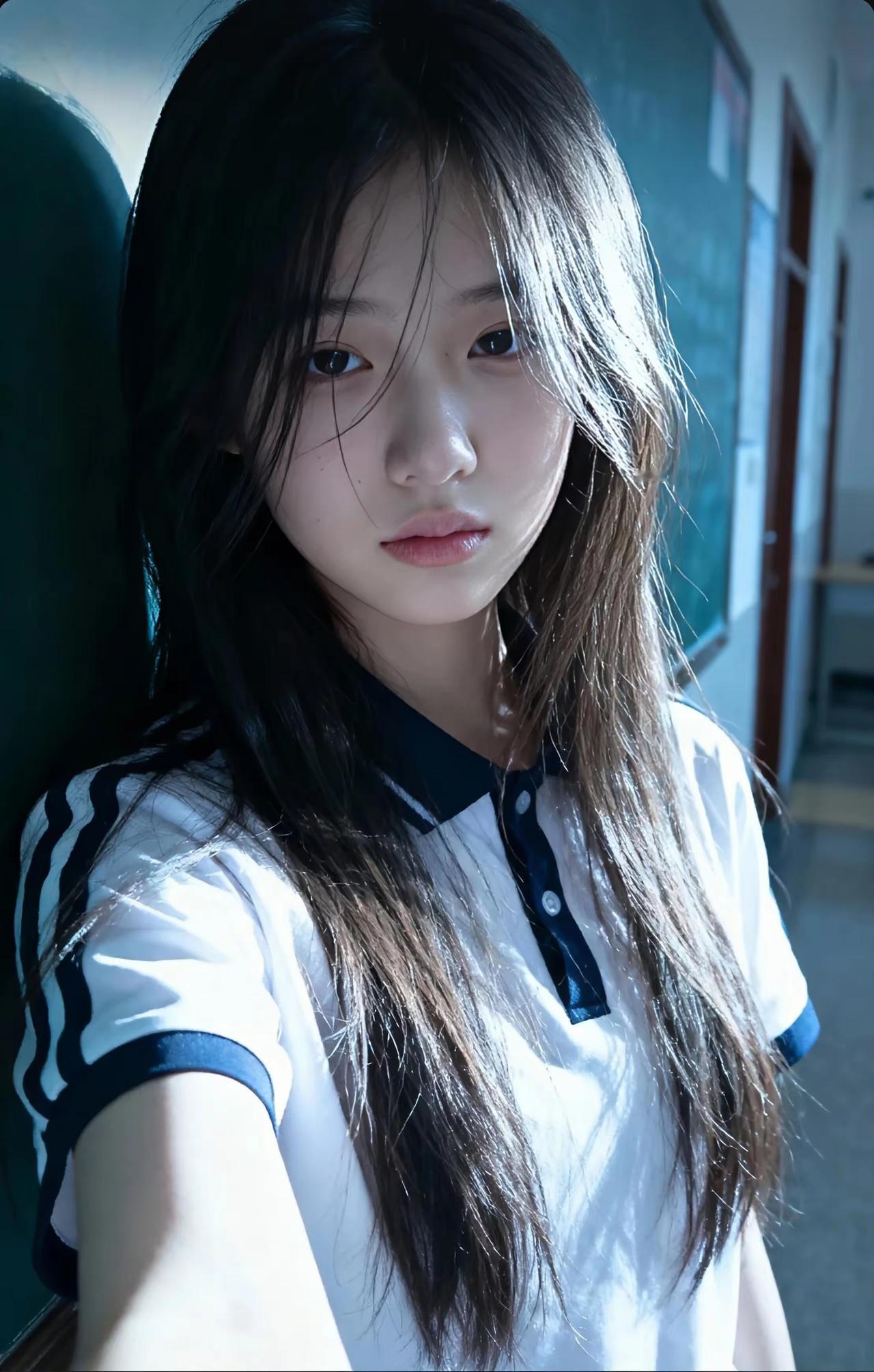 校园少女风，青春洋溢的自拍瞬间