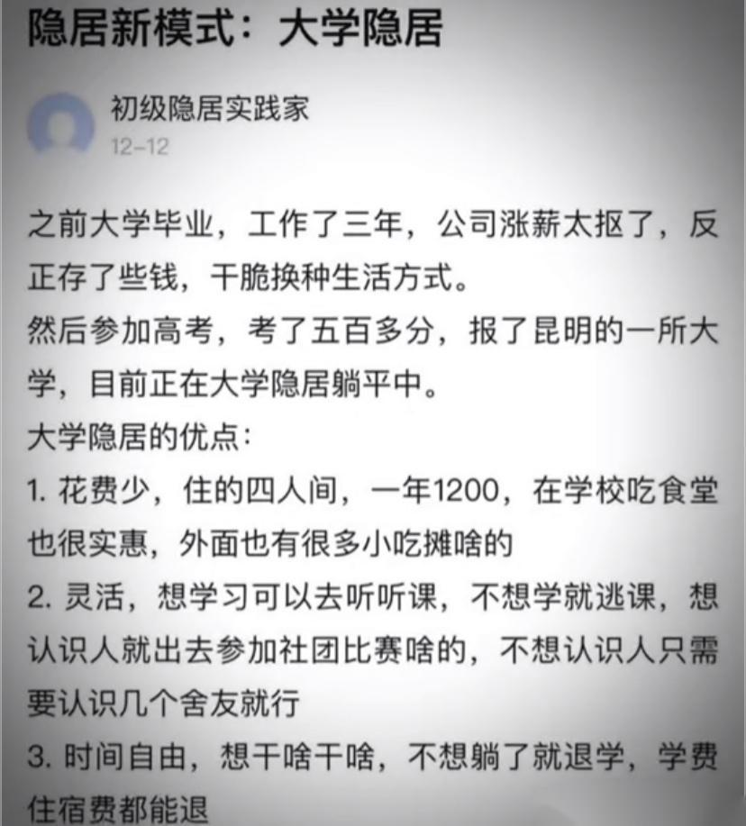在外面租个房子，躺平不比在大学里舒坦？ ​​​
