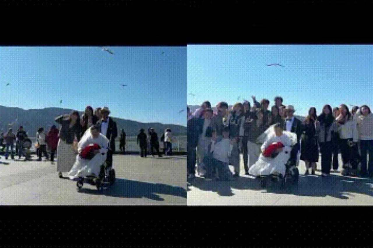 云南昆明，女儿大力带盲人爸妈拍婚纱照，本想着圆个心愿，结果，路过的陌生人一个又一