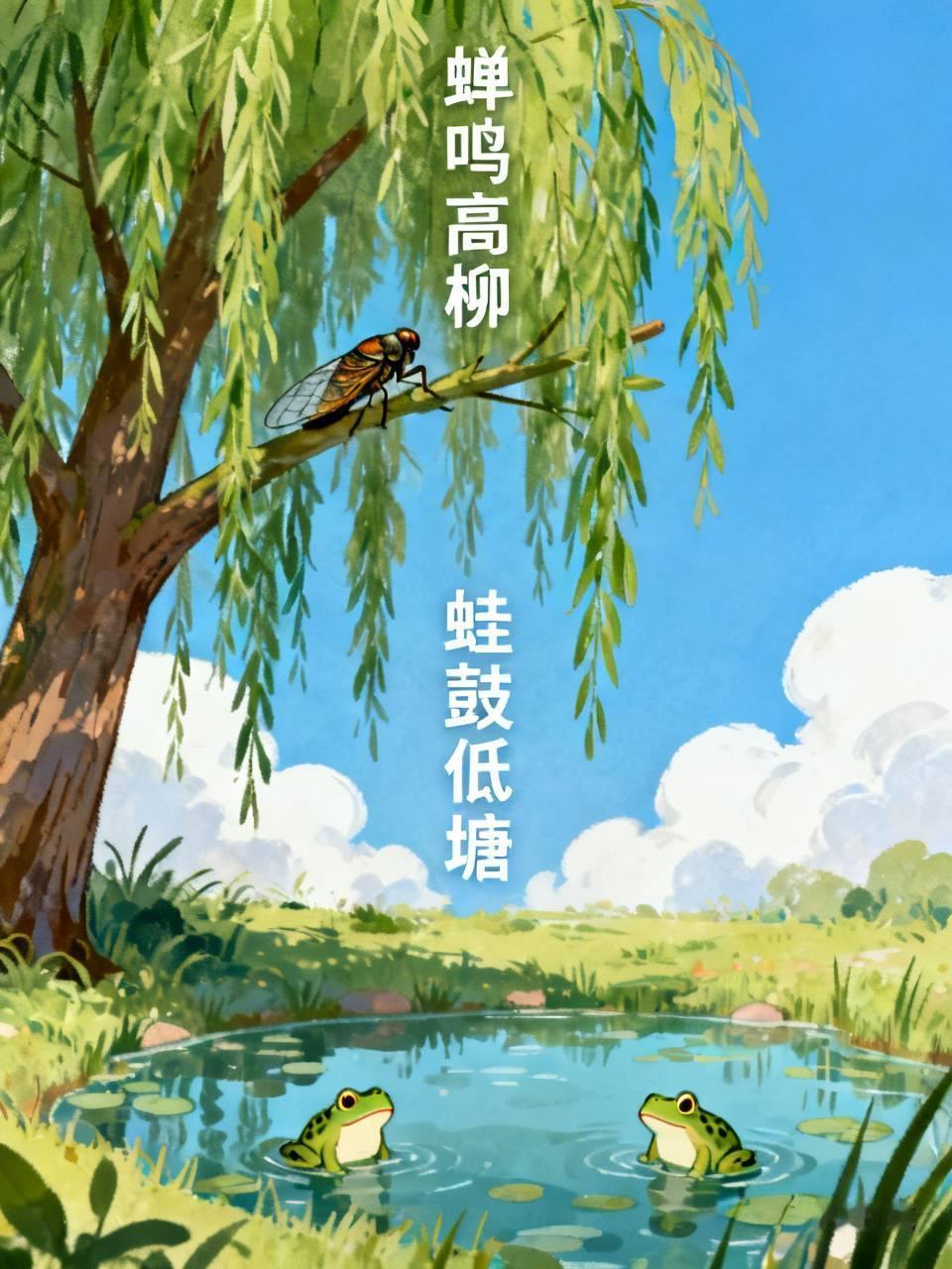 下联：蛙鼓低塘。