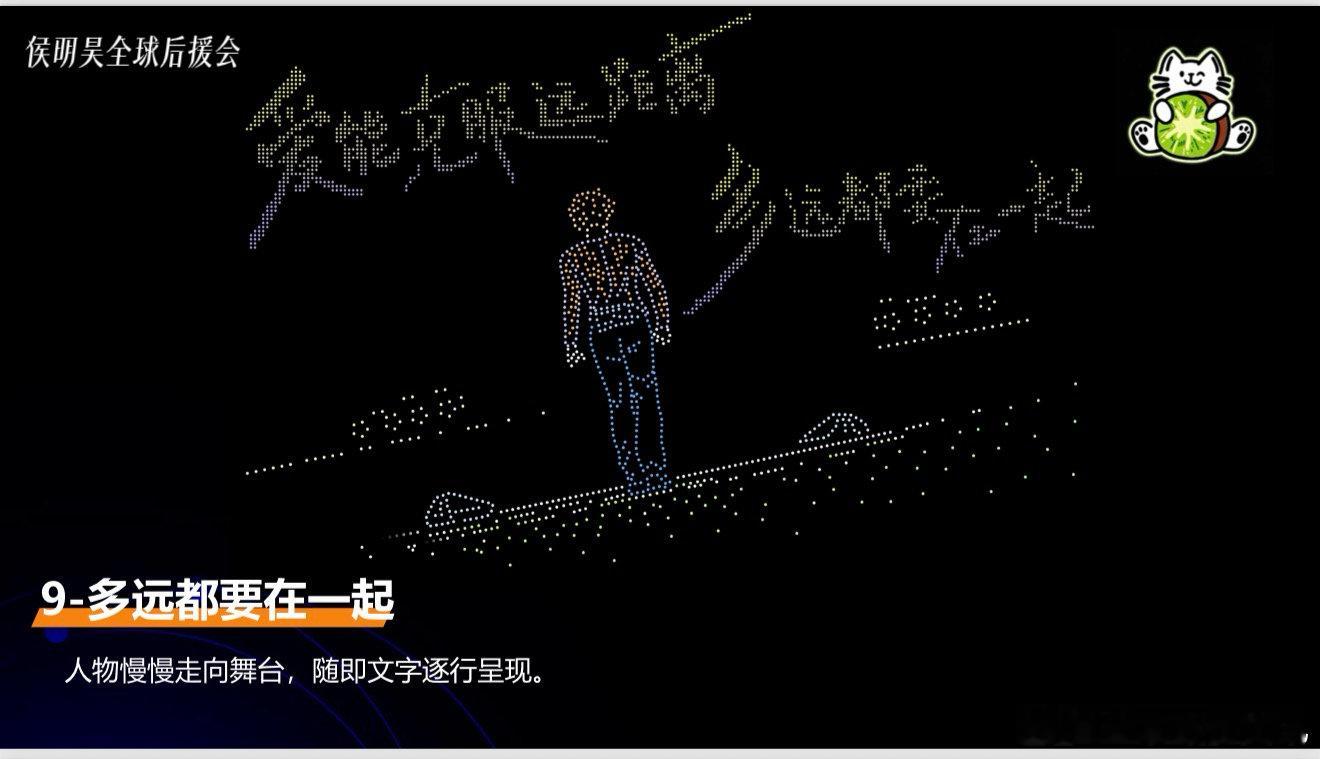 侯明昊无人机应援完整看完这场无人机应援秀，情绪久久无法平复。漫天光影承载着无数人