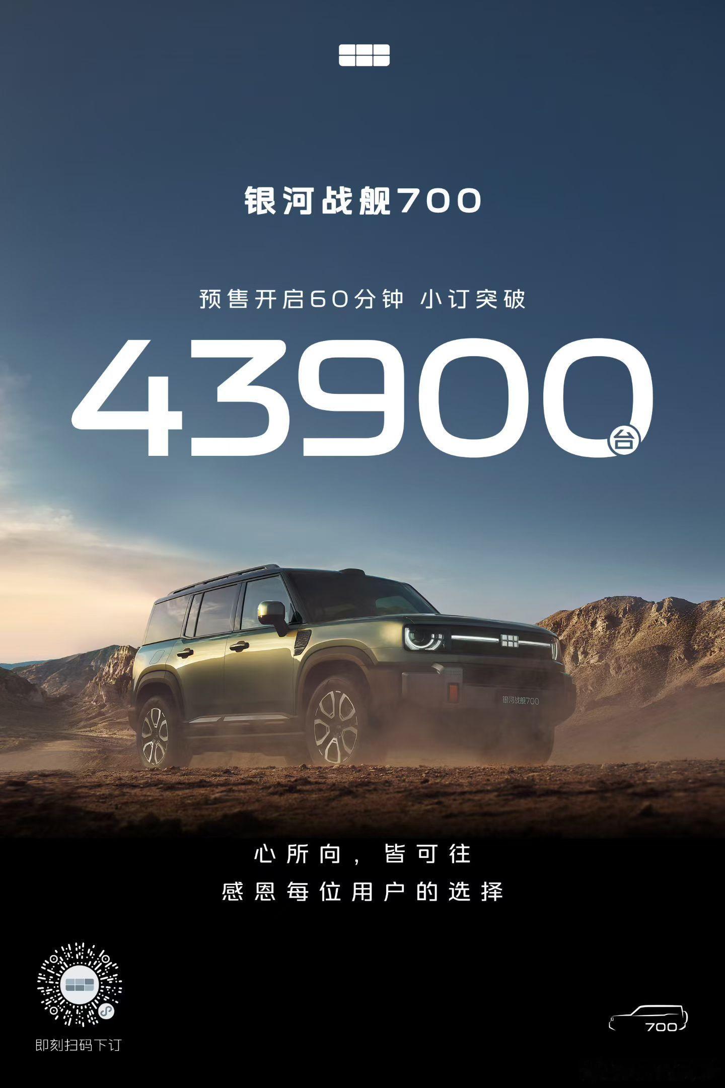 心所向 皆可往感恩每一位用户的选择！预售60分钟订单突破 43900台！银河战舰