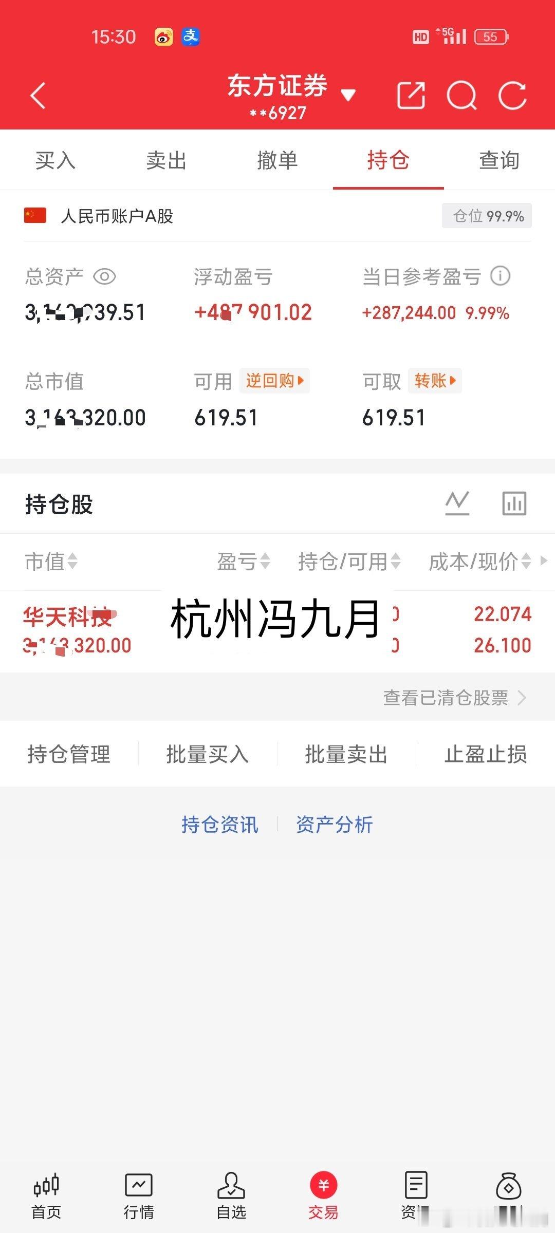继续持仓：华天KJ股市没有常胜将军，会有踏空也会有回撤，坦然记录全部真实盈亏。欢