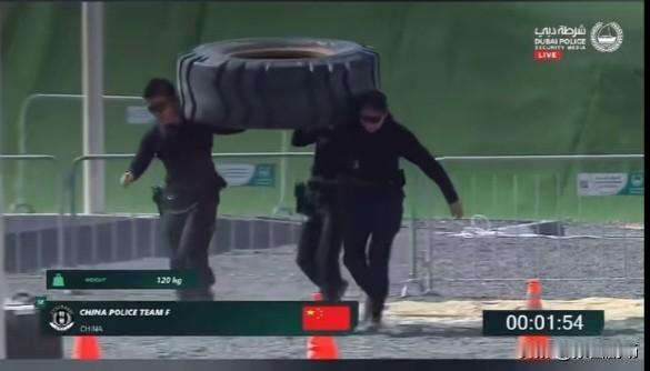 阿联酋特警挑战赛：中国特警女队抬轮胎VS美国特警男队抬轮胎。
       2月