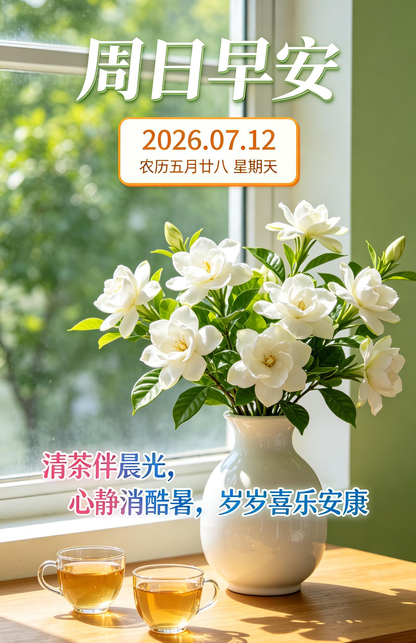 2026.7.12周日早安祝福图片海报壁纸拿图吱一声噢～ 