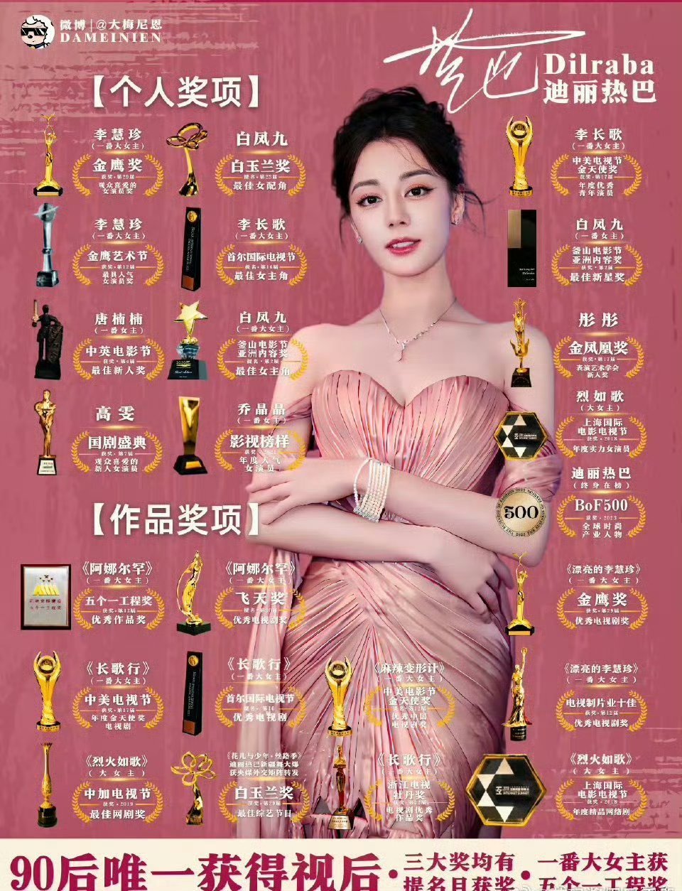 迪丽热巴90花唯一视后实至名归 ​​​