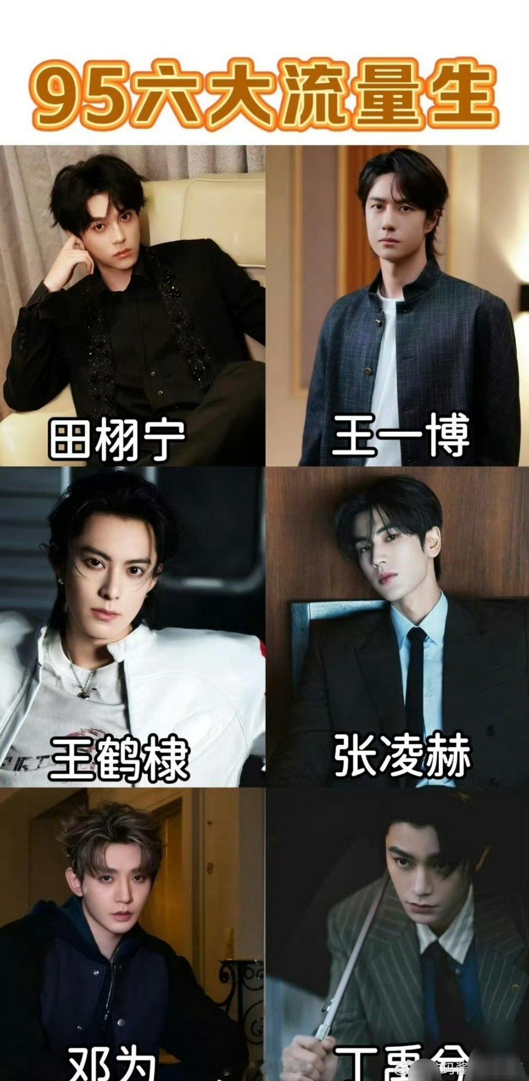 网友评选出来的六大流量生有田栩宁、王一博、王鹤棣、张凌赫、邓为、丁禹兮，客观评价