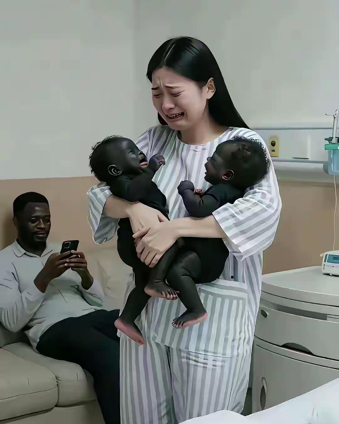 你见过双胞胎肤色差异大到能引发讨论的吗？瞧这对双胞胎，皮肤黝黑黝黑的，跟常见的白