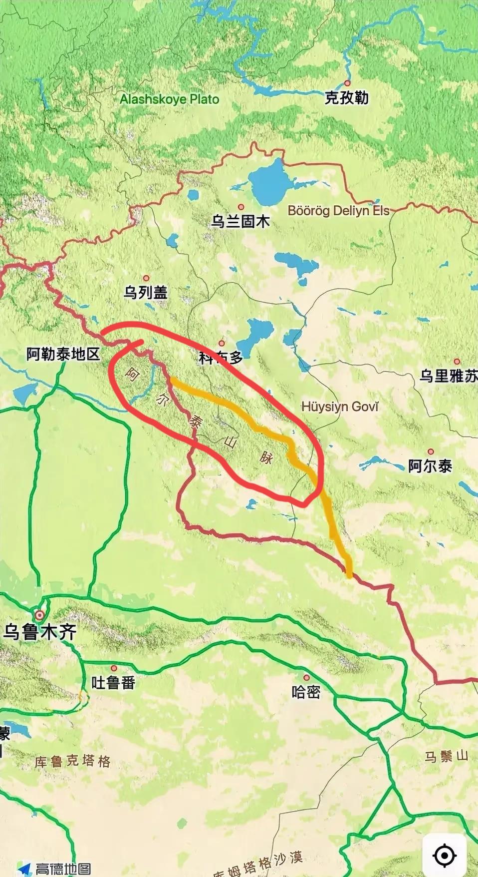 看了地图才知道，原来阿尔泰山脉有很大一部分位于外蒙古，十分好奇，为啥没有按照阿尔