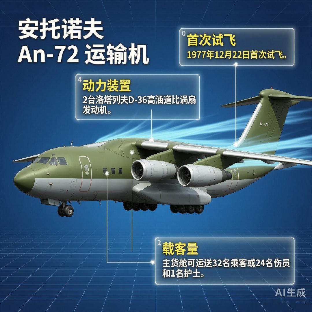 军事ai新视野 俄罗斯An-72“运煤车”运输机An-72“运煤车”（Coale