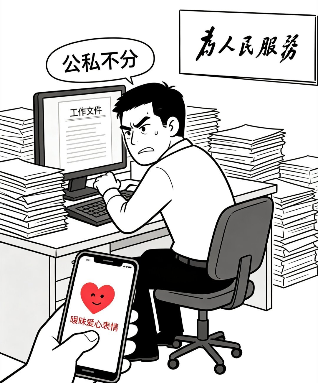 公职人员与他人妻子互称老公老婆万万没想到政务办公软件，被拿来当作暧昧聊天工具。两